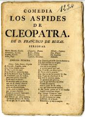 Comedia Los aspides de Cleopatra. /