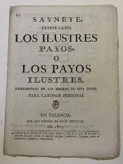 Saynete intitulado: Los ilustres payos, ó Los payos ilustres. :