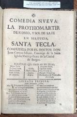 Comedia nueva, La prothomartir de Iconio, y sol de la fe en Seleucia, Santa Tecla /