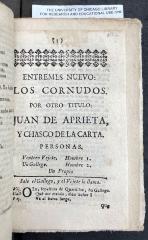 Entremes nuevo, Los cornudos por otro titulo, Juan de Aprieta y Chasco de la Carta.