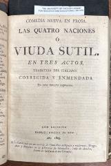 Comedia nueva en prosa, Las quatro naciones, o Viuda sutil :
