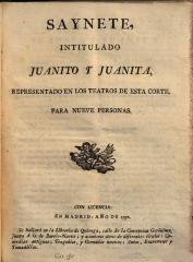 Saynete, intitulado Juanito y Juanita :