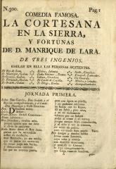 La cortesana en la sierra, y fortunas de D. Manrique de Lara /