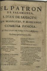 El patron de Salamanca, S. Ivan de Sahagvn, con Monroyes, y Manzanos :