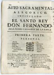 Auto sacramental alegorico, intitulado: El santo rey don Fernando.