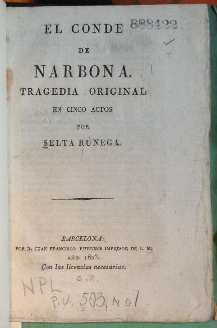 El Conde de Narbona. Tragedia original en cinco actos /