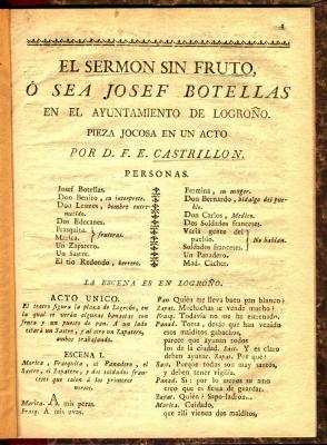 El sermon sin fruto, ó sea Josef Botellas en el ayuntamiento de Logroño :