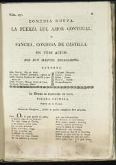 La fuerza del amor conyugal, o, Sancha, condesa de Castilla :
